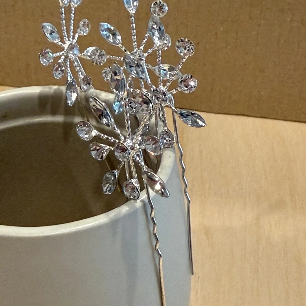 Rhinestone Hair Bobby Pins Set Of 4 - Picture 7 of 10